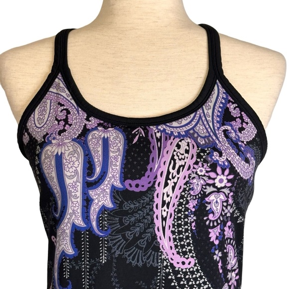 Athleta Purple Pavita Paisley Knot Racerback Tank Top #222002 Size Medium - Picture 2 of 8